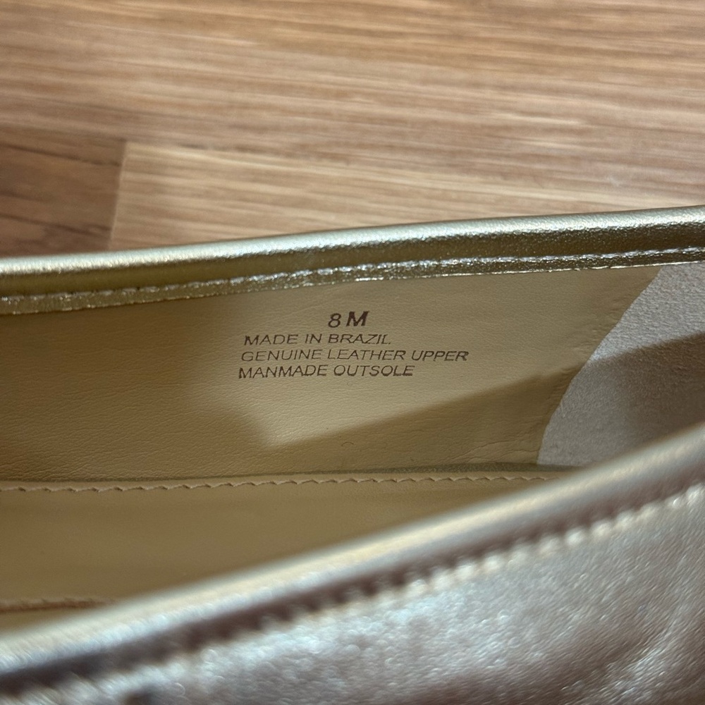 NWOB Talbots Blair Cap Toe Gold Ballet Flats, Size 8M - Picture 4 of 5